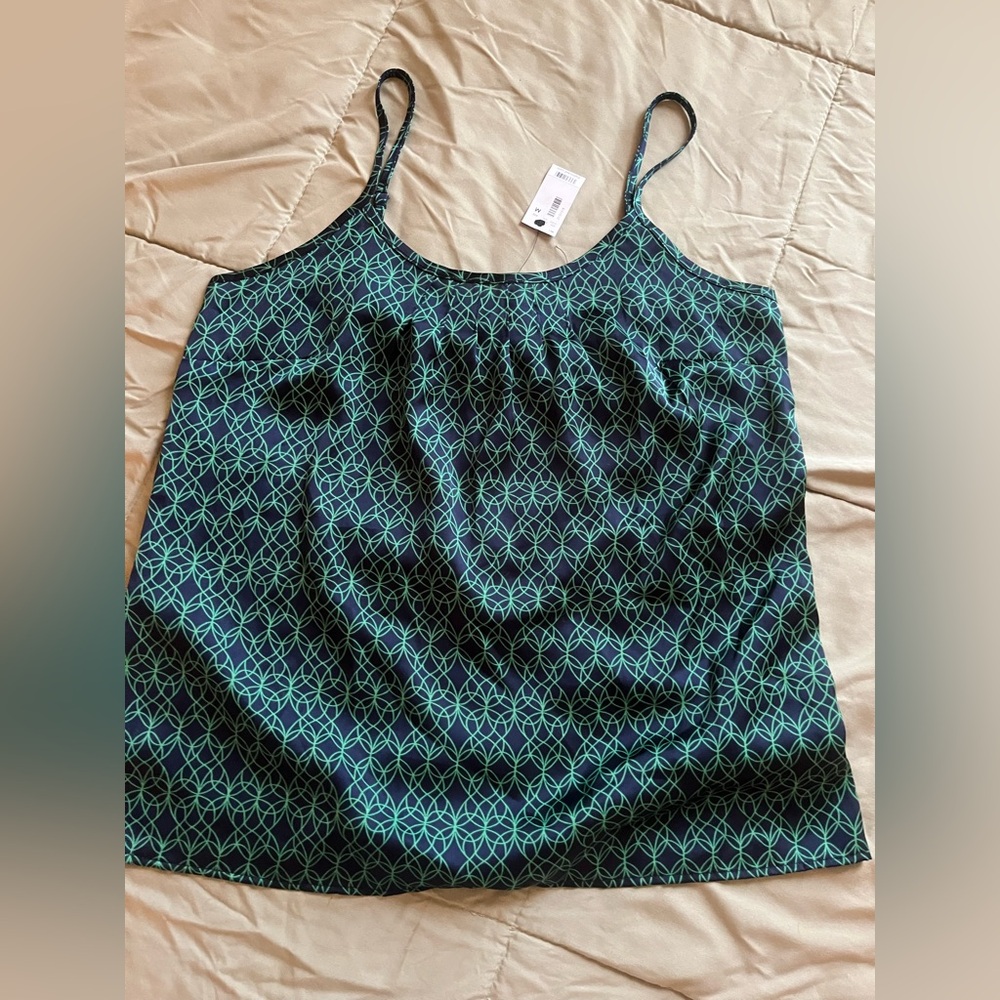 The Limited Green Teal Geometric Spaghetti Strap Camisole